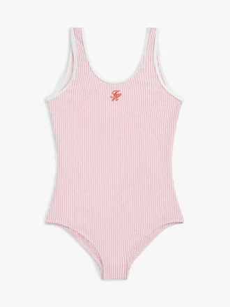 Traje de baño de seersucker a rayas para niña