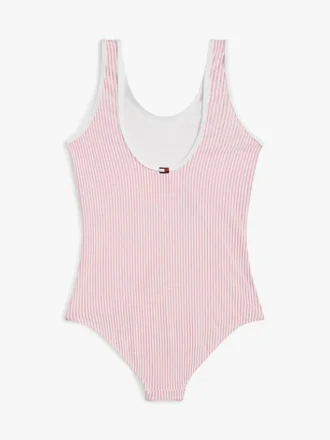 Traje de baño de seersucker a rayas para niña