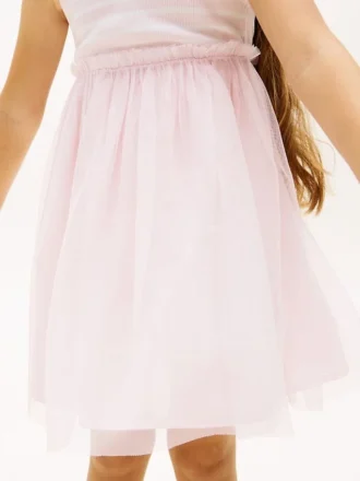 Vestido combinado de tul a rayas para niña